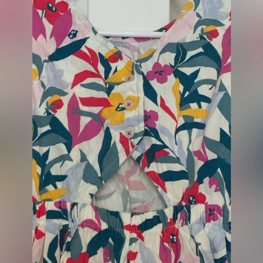 Carter's Toddler Girls Floral Linen Dress Keyhole Button Back Size 5T